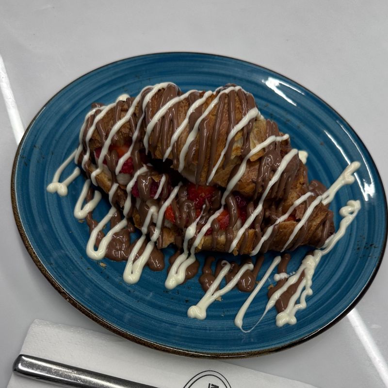 Croissant with Banana, Strawberry, Milk Chocolate, and White Chocolate